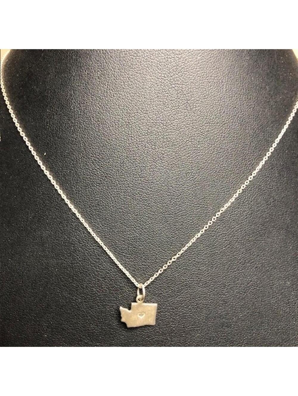 B2542 Sterling Silver BSI italy 925 Washington State Pendant Necklace 16"